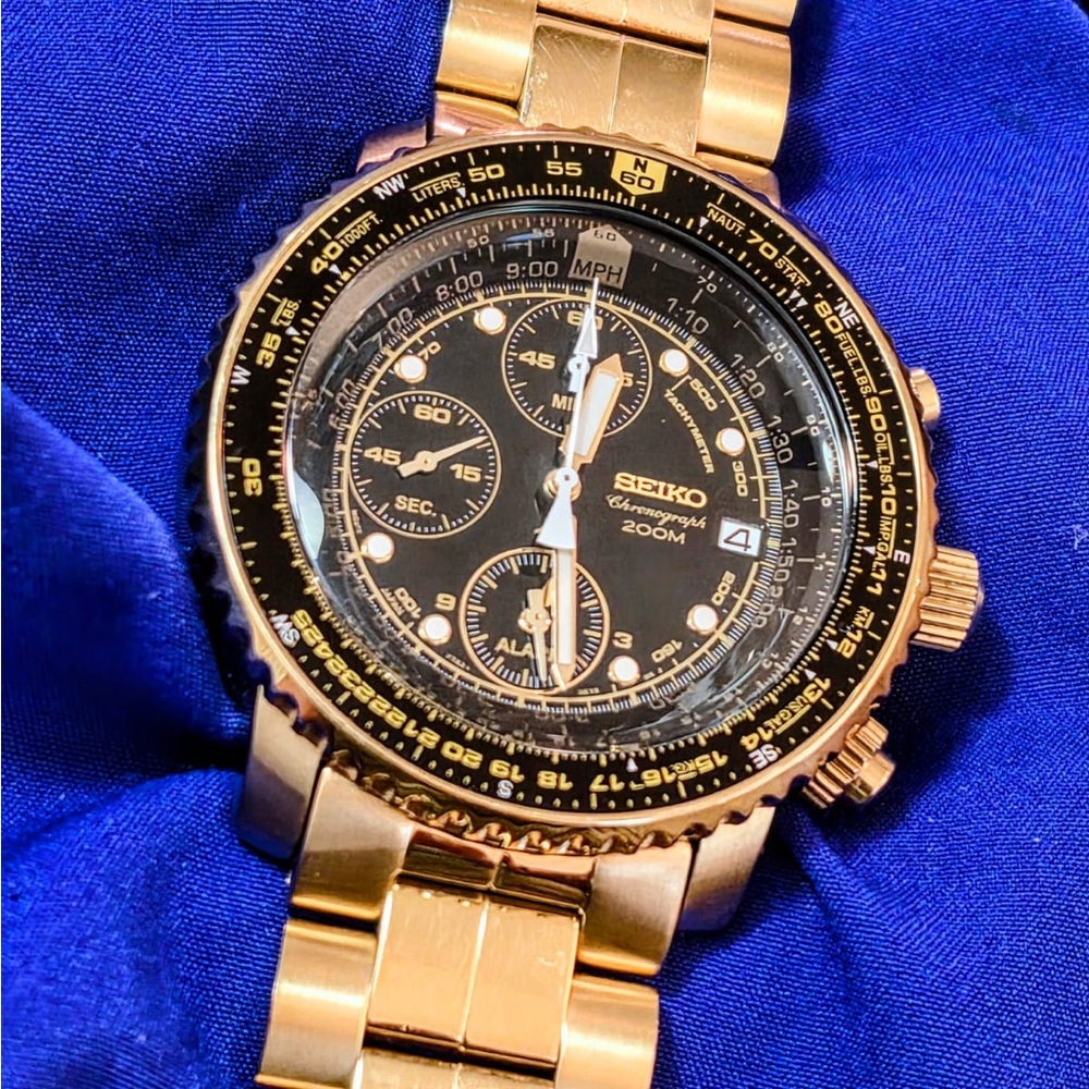 Seiko SNA414P1 Flight Master Chrono Mens Watch with Alarm Funciton - Picture 2 of 10